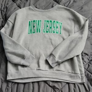 SHEIN Gray and Green Crew Neck Sweater